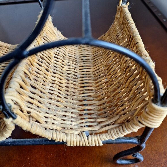 Wicker/Rattan and Iron Wine Rack - Picture 6 of 7